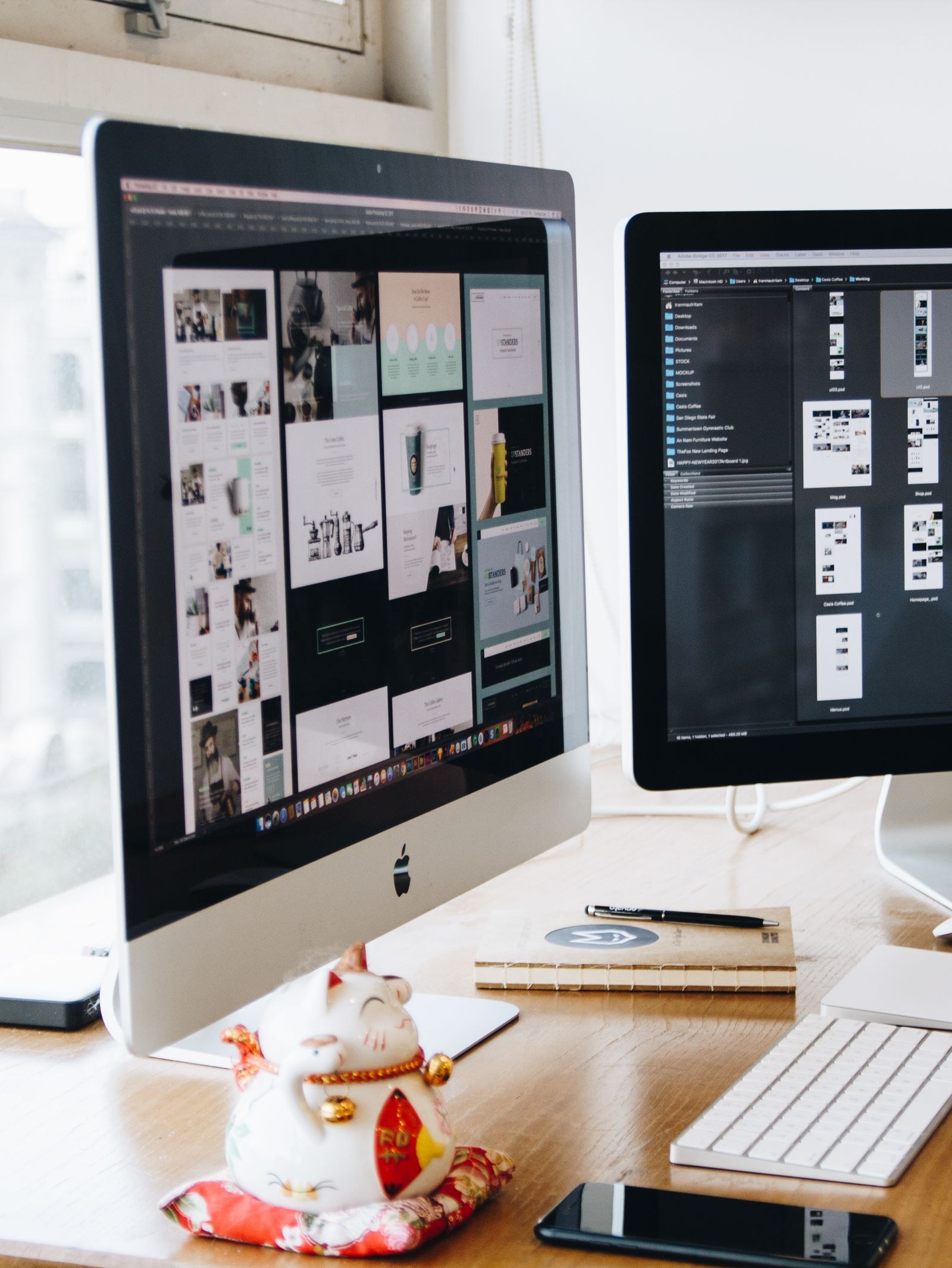 Creator workspace with phone and camera setup