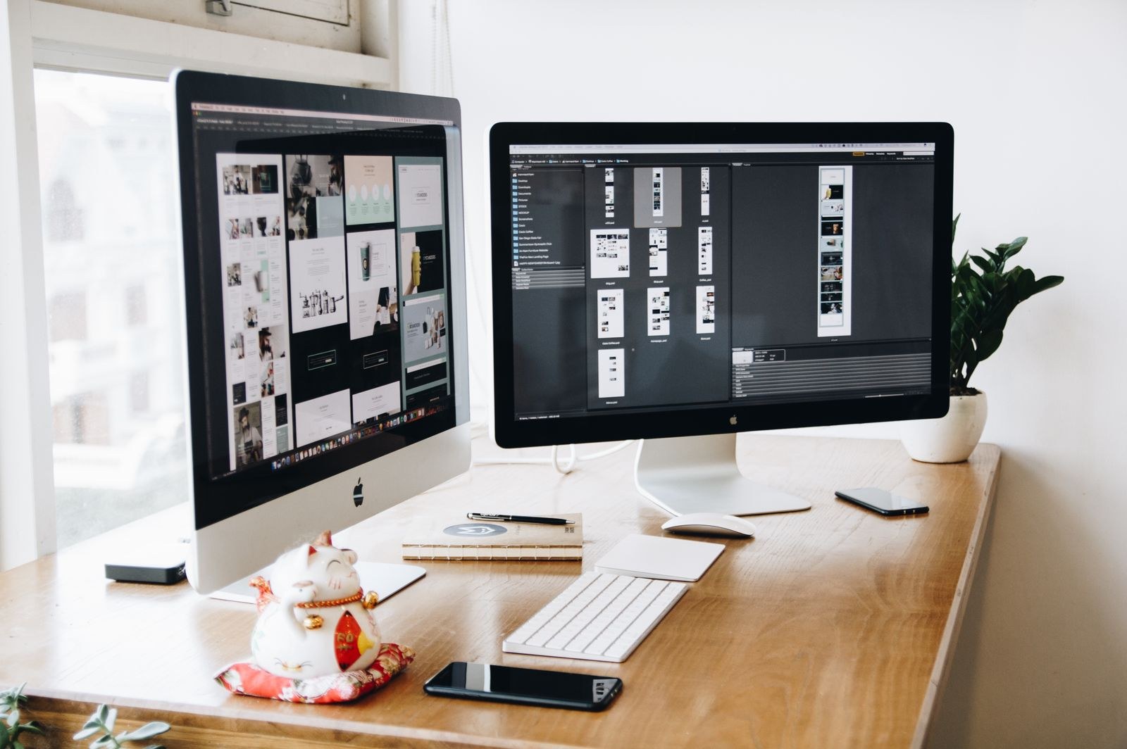 Retouched portrait on an editing desk